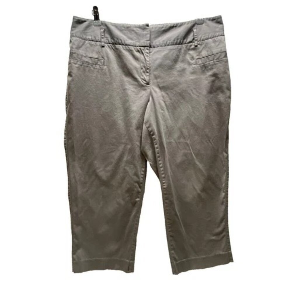 Lane Bryant Capri Pants Women's 16 Gray Cotton Stretch Comfort Casual‎ Mid Rise